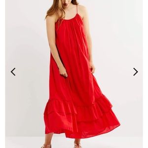 A pea in the pod maternity tiered maxi dress in red